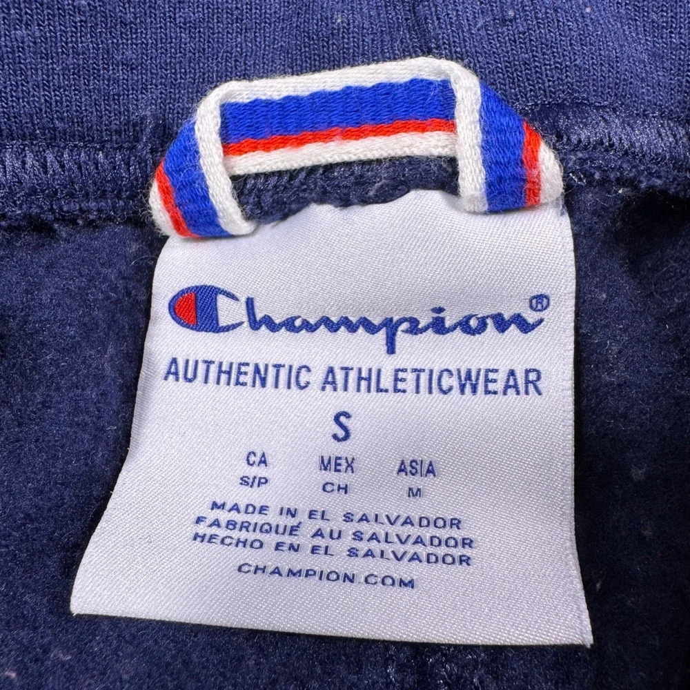 Champion Mens Navy‎ Blue Fleece Joggers Script Logo Sweatpants Small